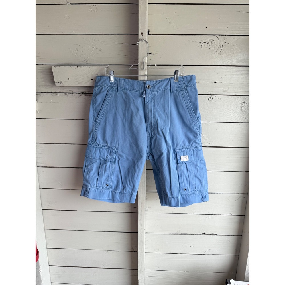 Levis Mens Cargo Shorts Light Blue Cotton Twill Multi Pocket Utility Size 36